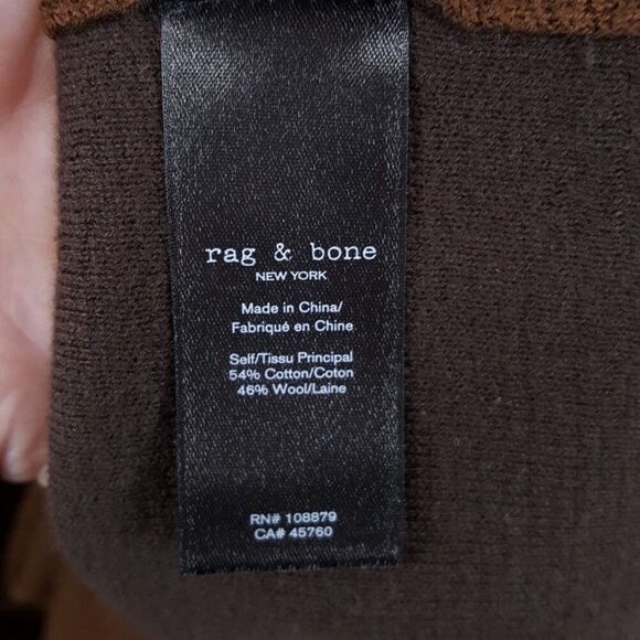 RAG & BONE Sweater Mens Small Brown Pullover Wool Blend Knit BENNET CREW $278 - Picture 6 of 9